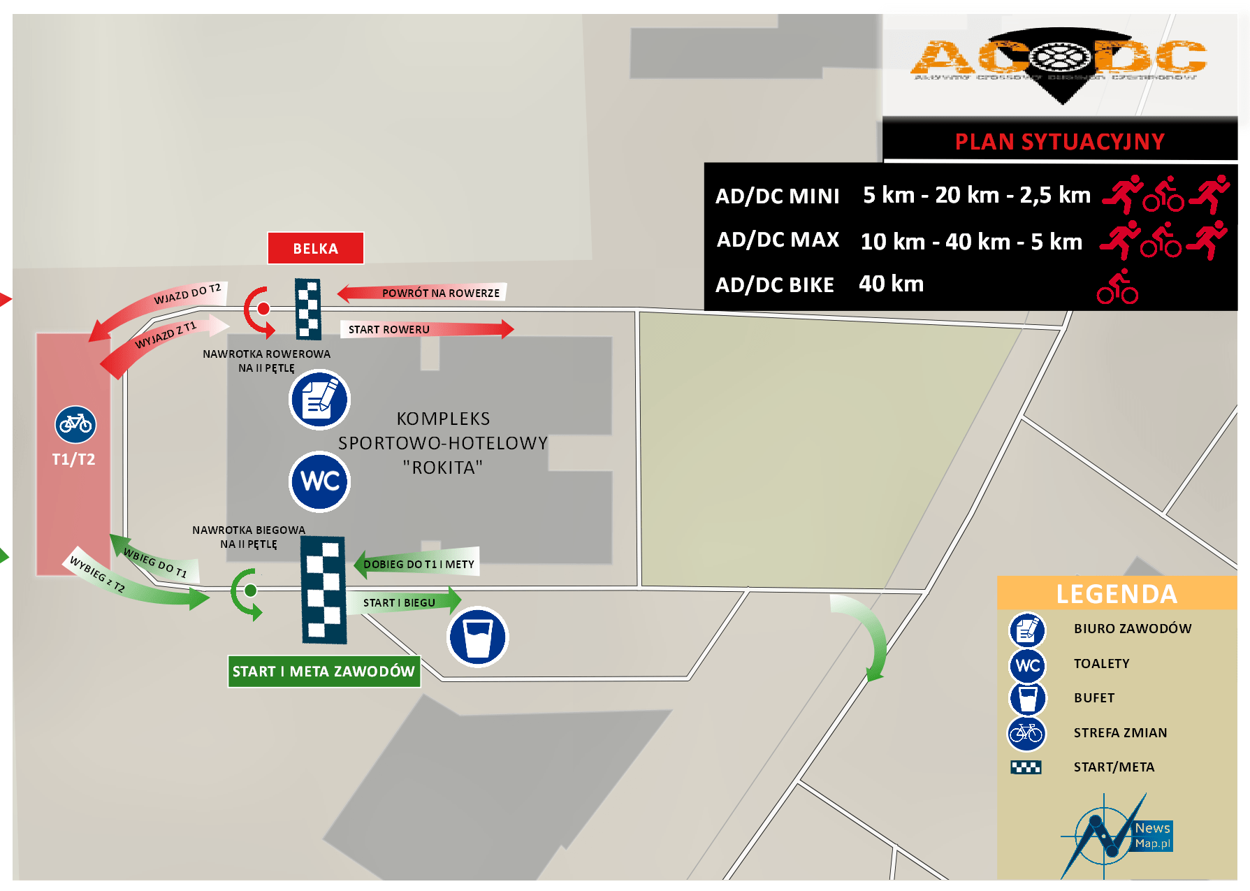 Duathlon AD;DC - plan sytuacyjny (mapa on-line)