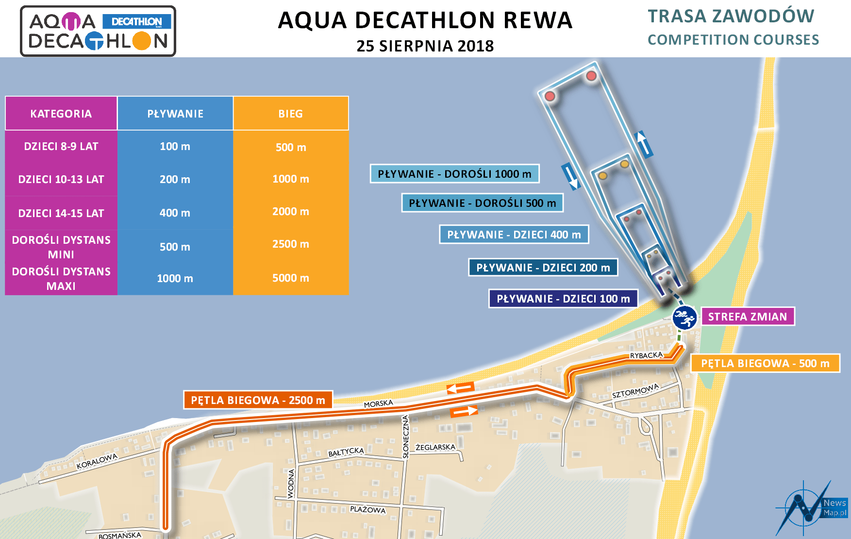 Mapa statyczna AquaDecathlon Rewa 2018 (on-line)