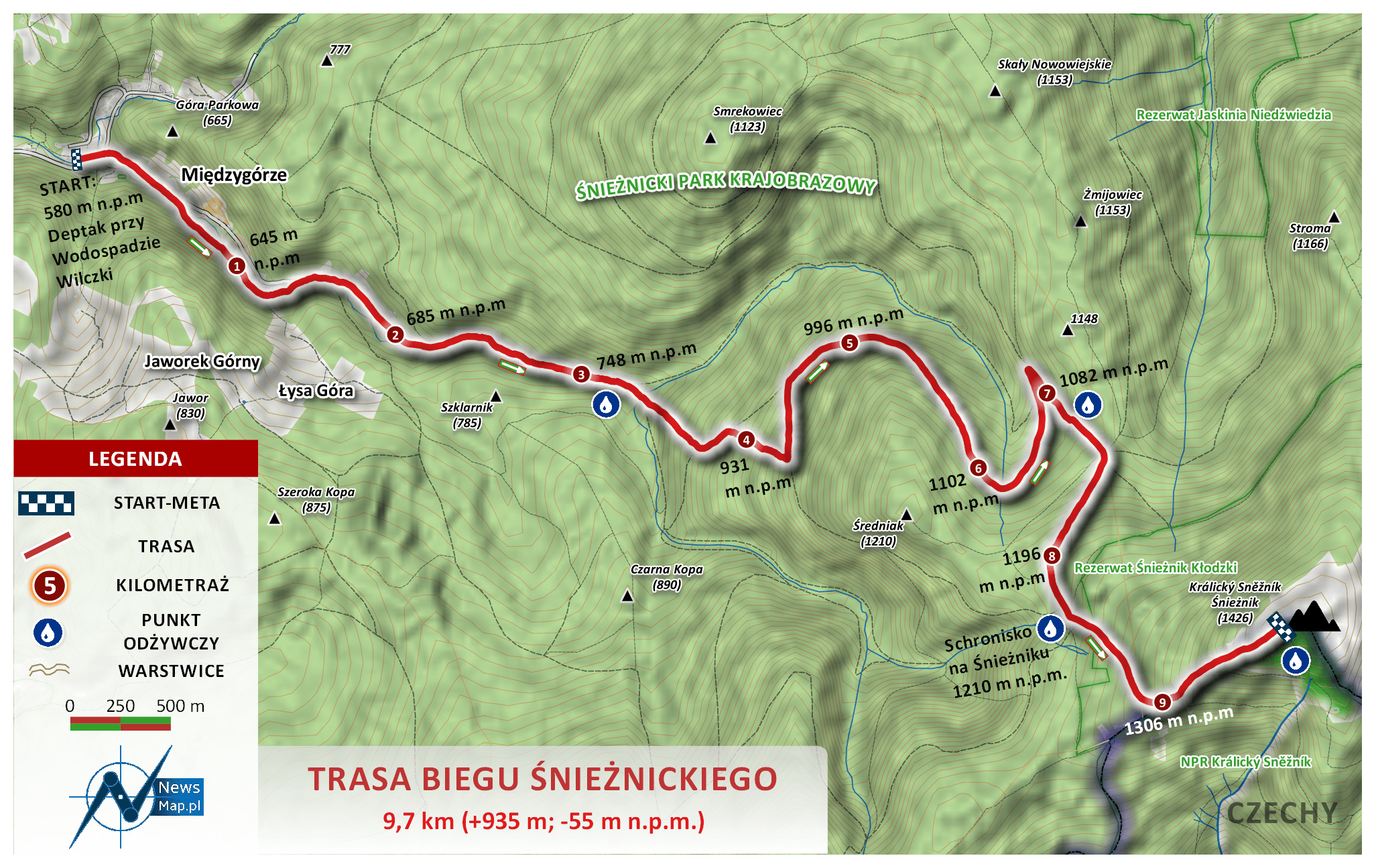 Mapa statyczna Biegi Śnieżnickie 2018 (on-line)