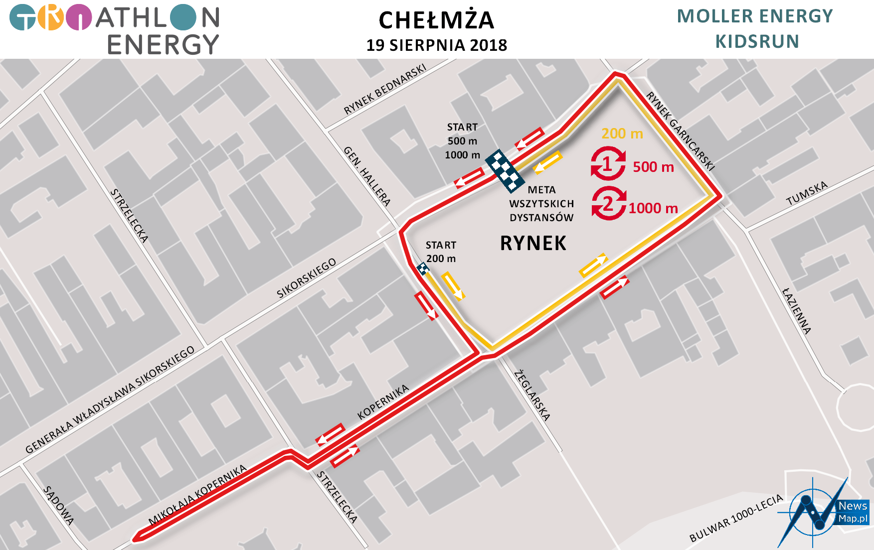 Mapa statyczna Chełmża Energy Triathlon 2018 - Moller Energy KidsRun (on-line)