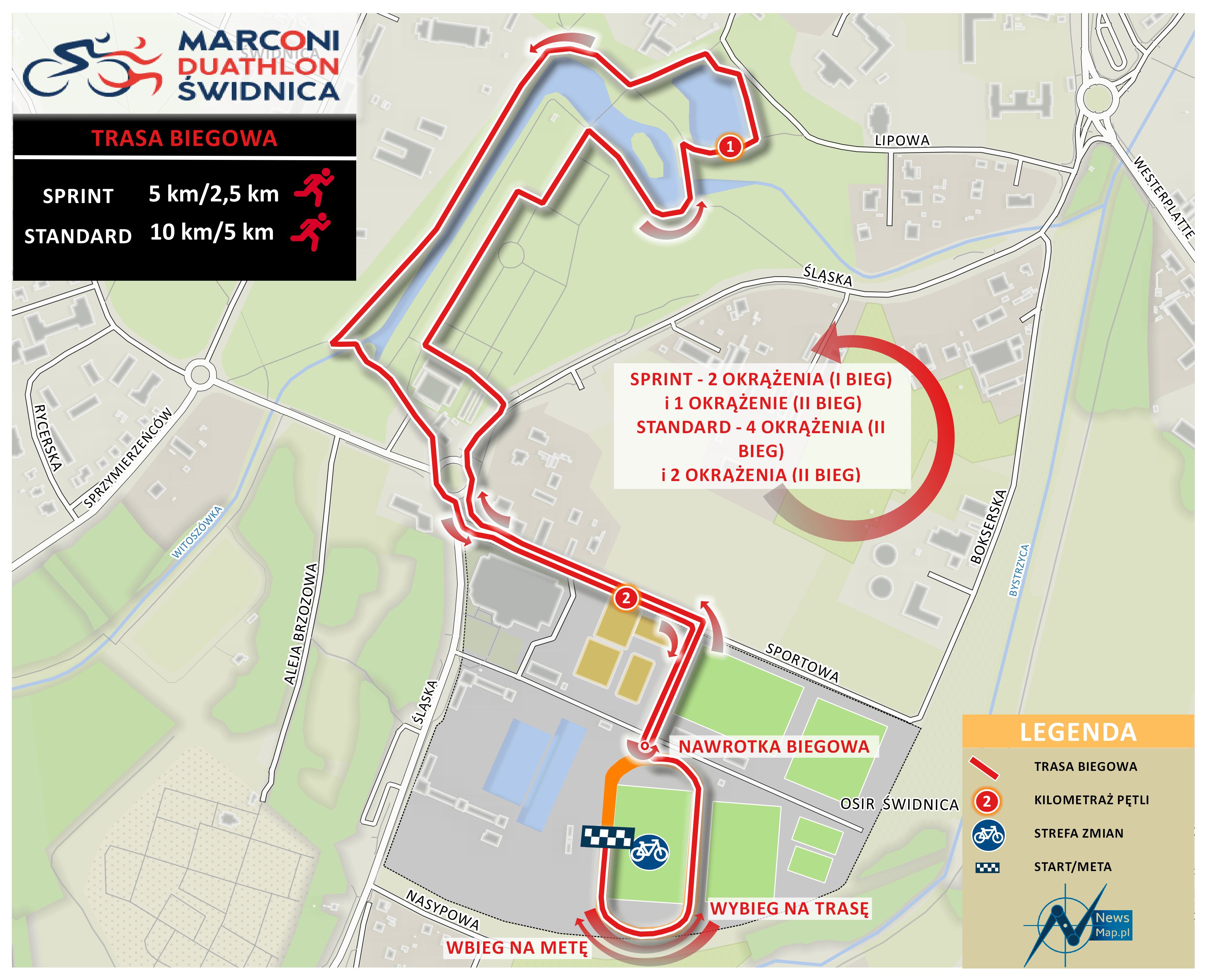 Mapa statyczna Duathlon Świdnica - bieg nowa wersja