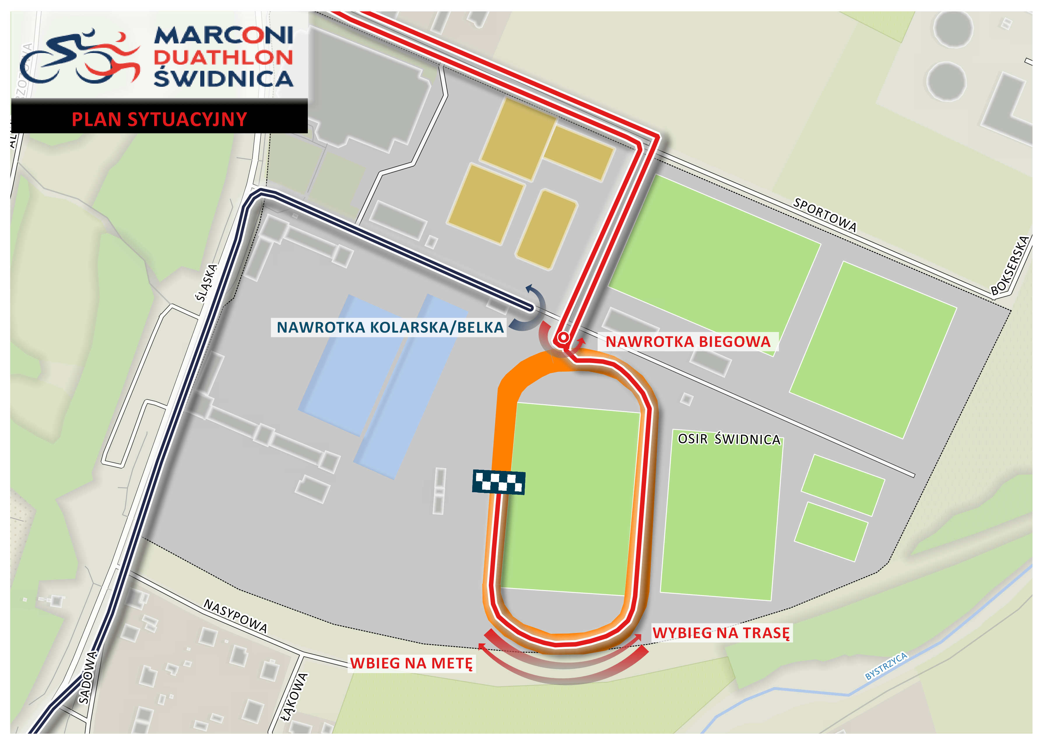 Mapa statyczna Duathlon Świdnica - plan sytuacyjny nowa wersja