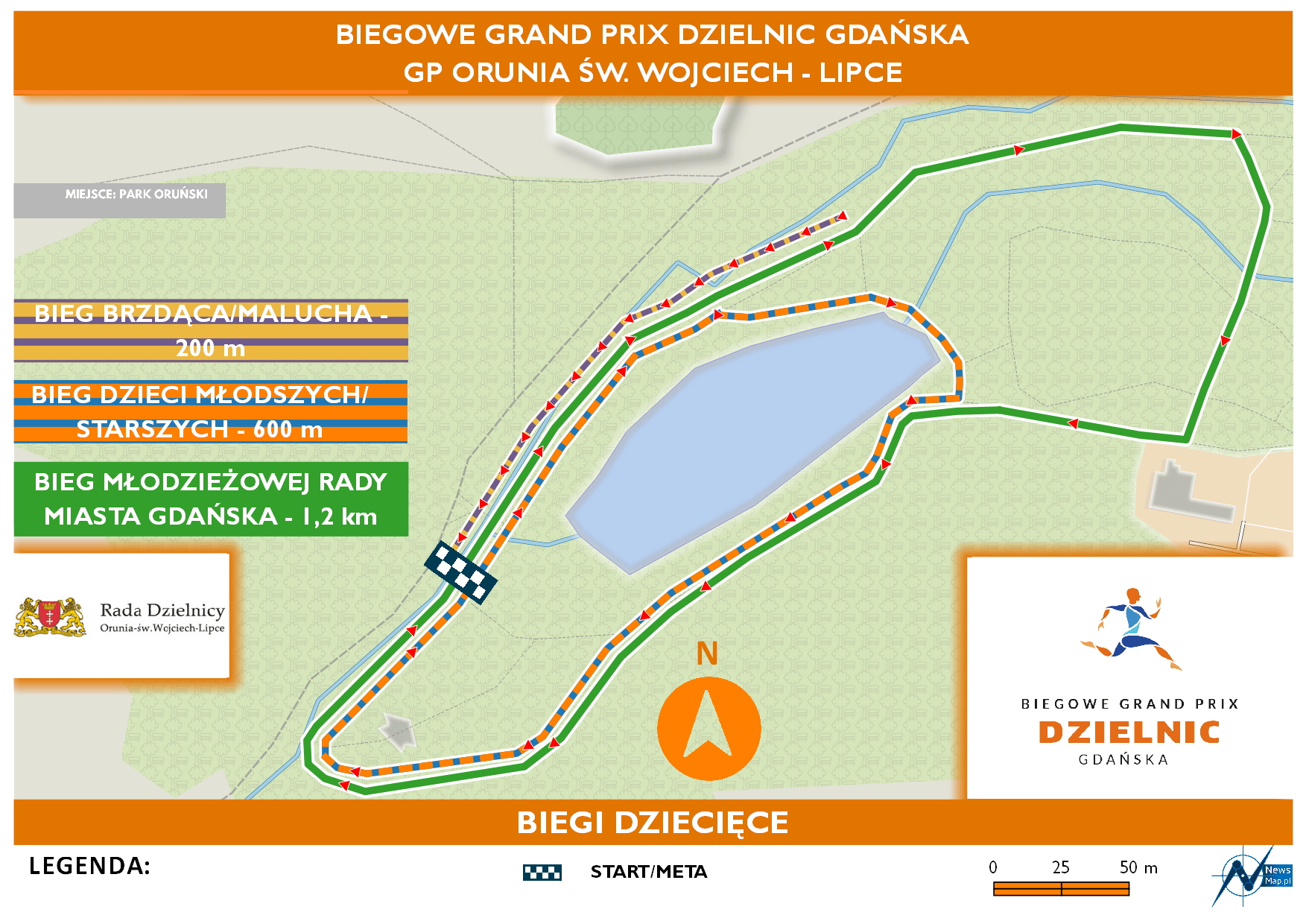 Mapa statyczna GP Orunia - biegi dziecięce (on-line)