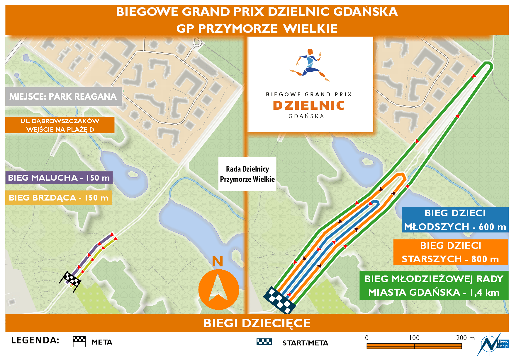 Mapa statyczna GP Przymorze Wielkie - biegi dziecięce (on-line)