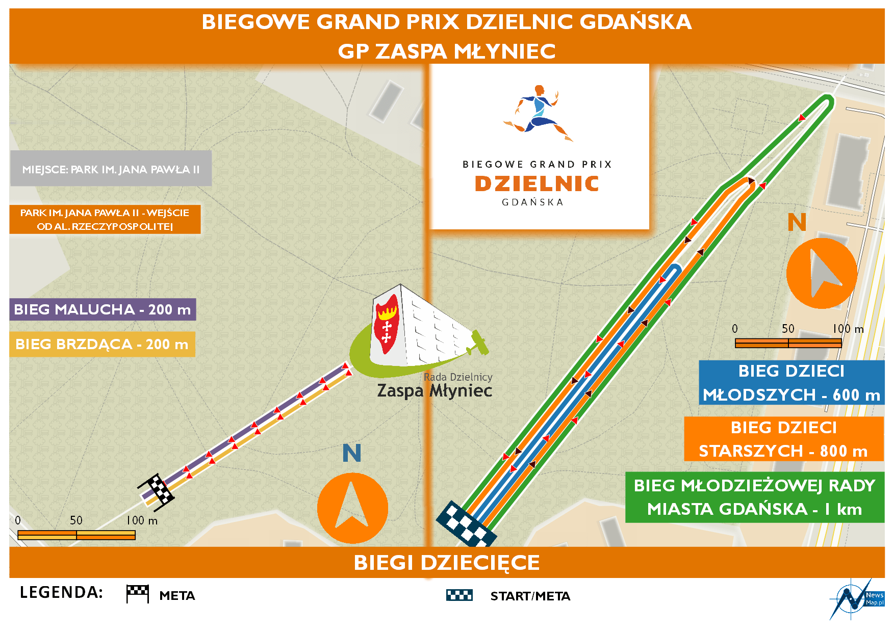 Mapa statyczna GP Zaspa Młyniec - biegi dziecięce (on-line)