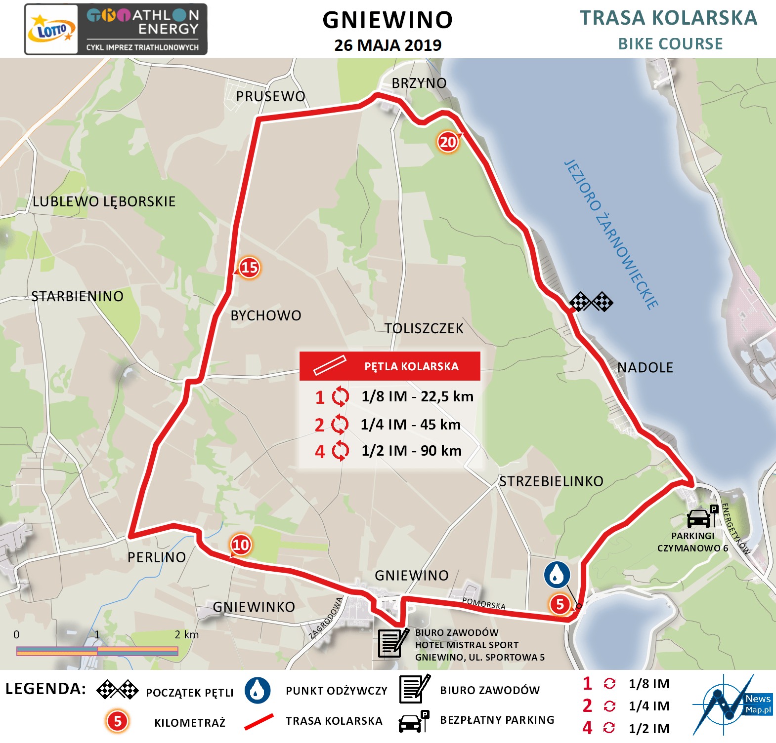Mapa statyczna Gniewino Triathlon 2019 - kolarstwo (on-line)v3