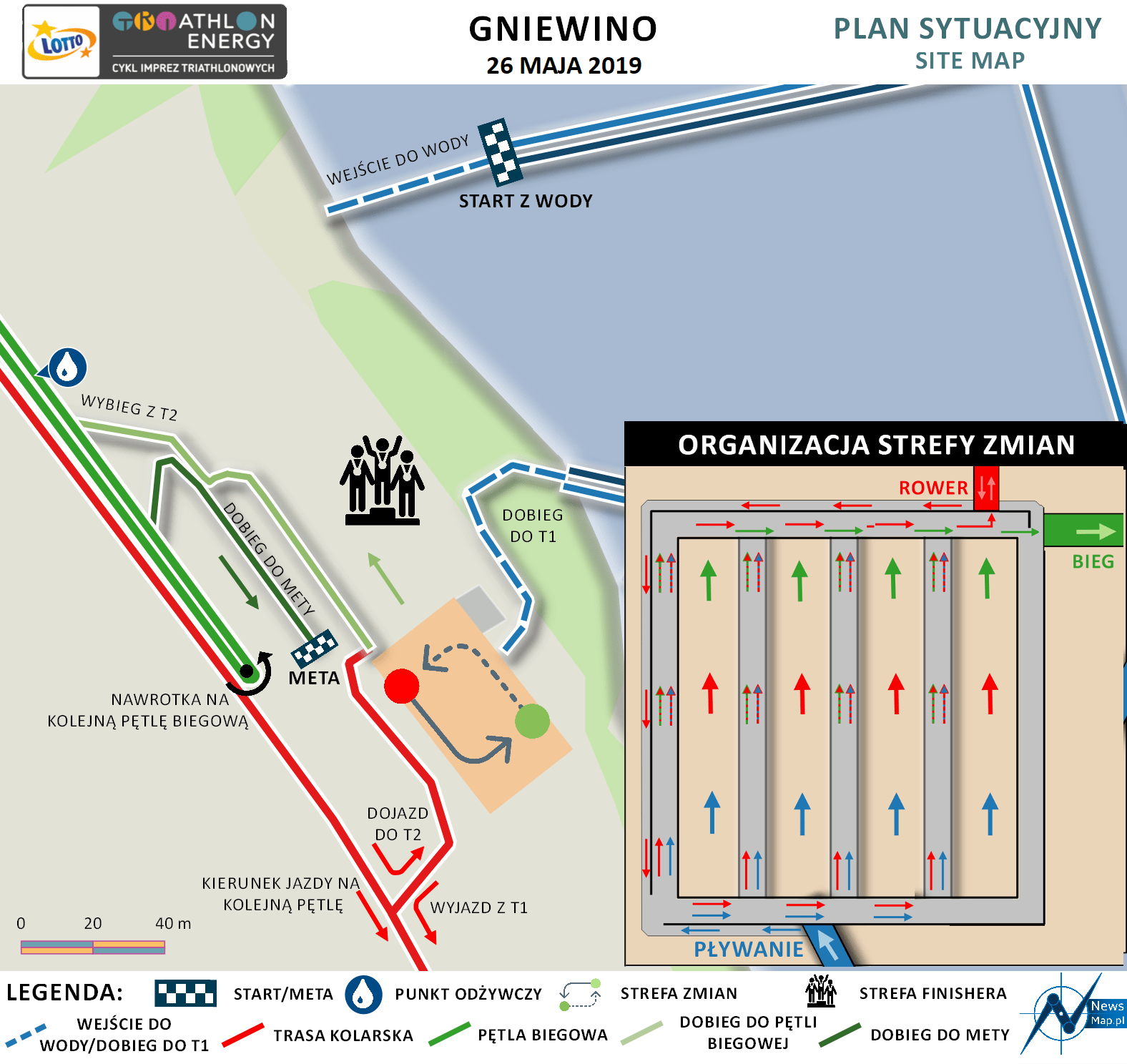 Mapa statyczna Gniewino Triathlon 2019 - plan sytuacyjny (on-line)