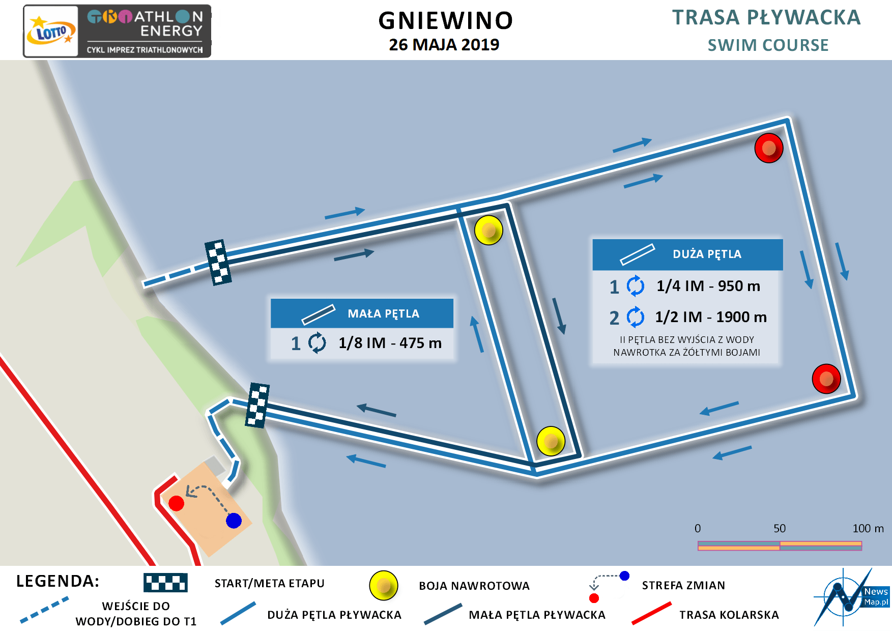 Mapa statyczna Gniewino Triathlon 2019 - pływanie (on-line)