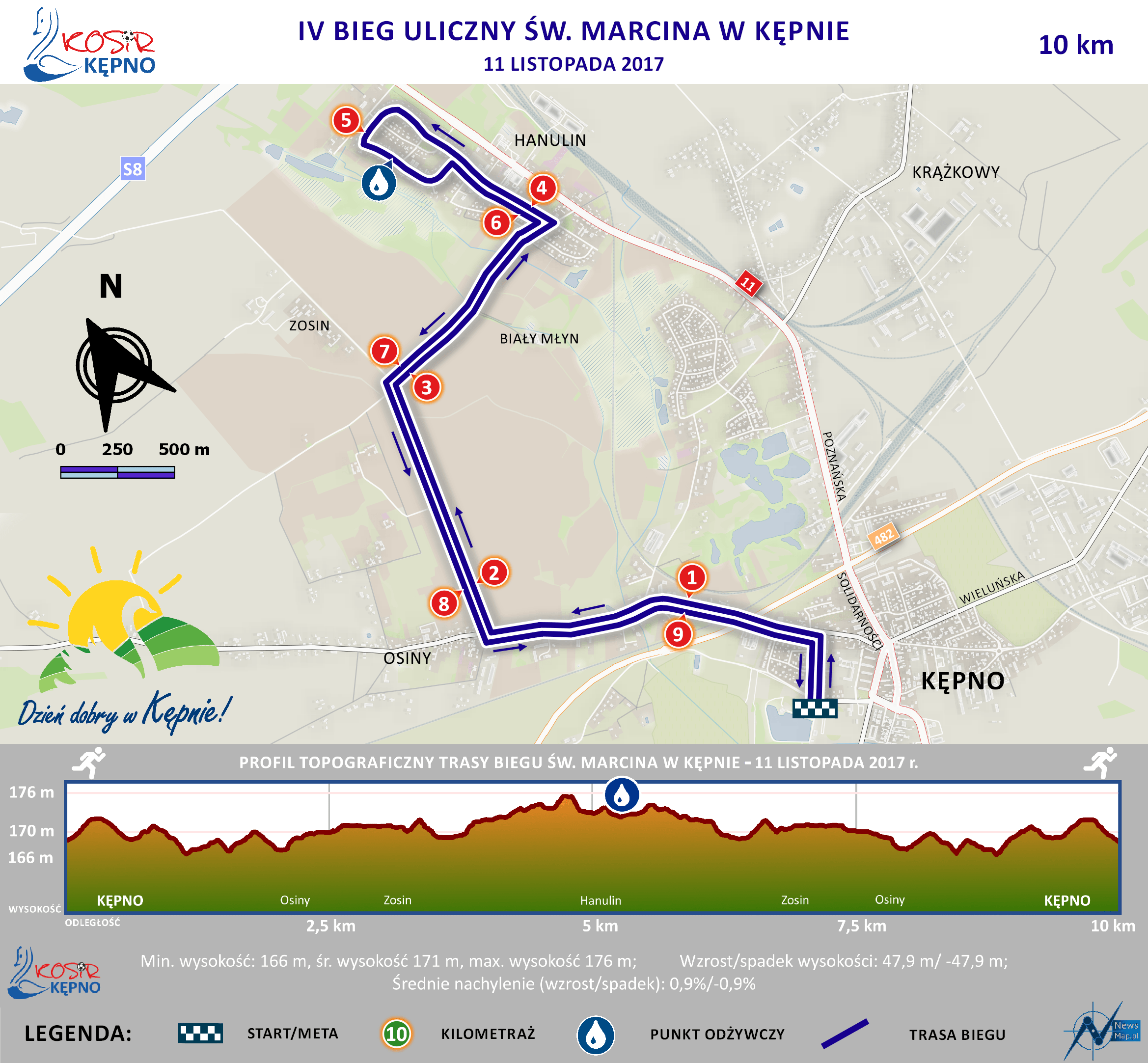 Mapa statyczna - IV Bieg św. Marcina + profil (on-line)
