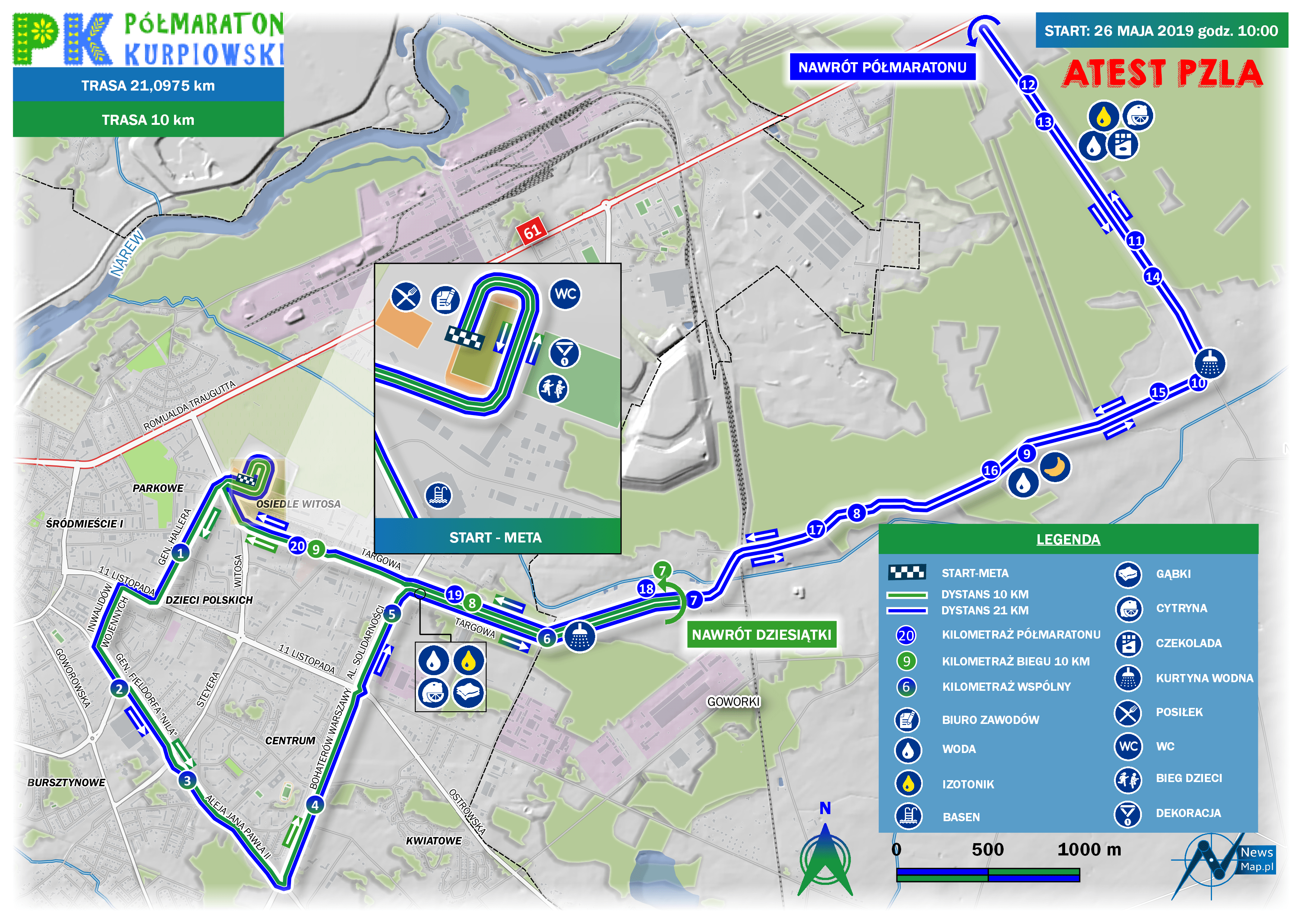 Mapa statyczna Półmaraton Kurpiowski 2019