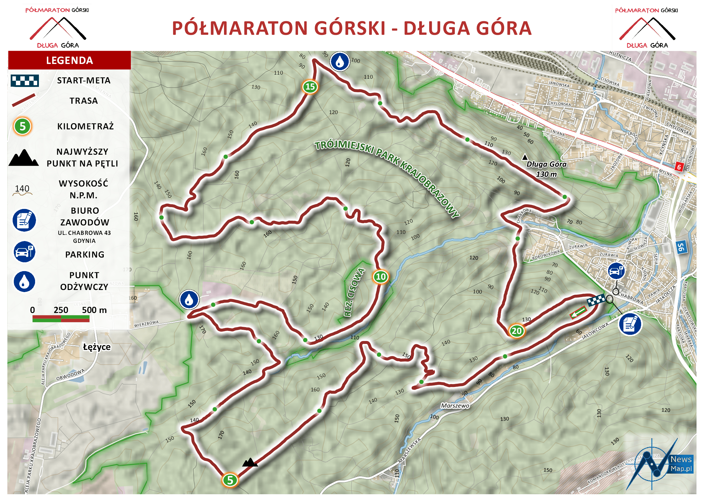 Mapa statyczna Półmaratonu Górskiego - Długa Góra (on-line)