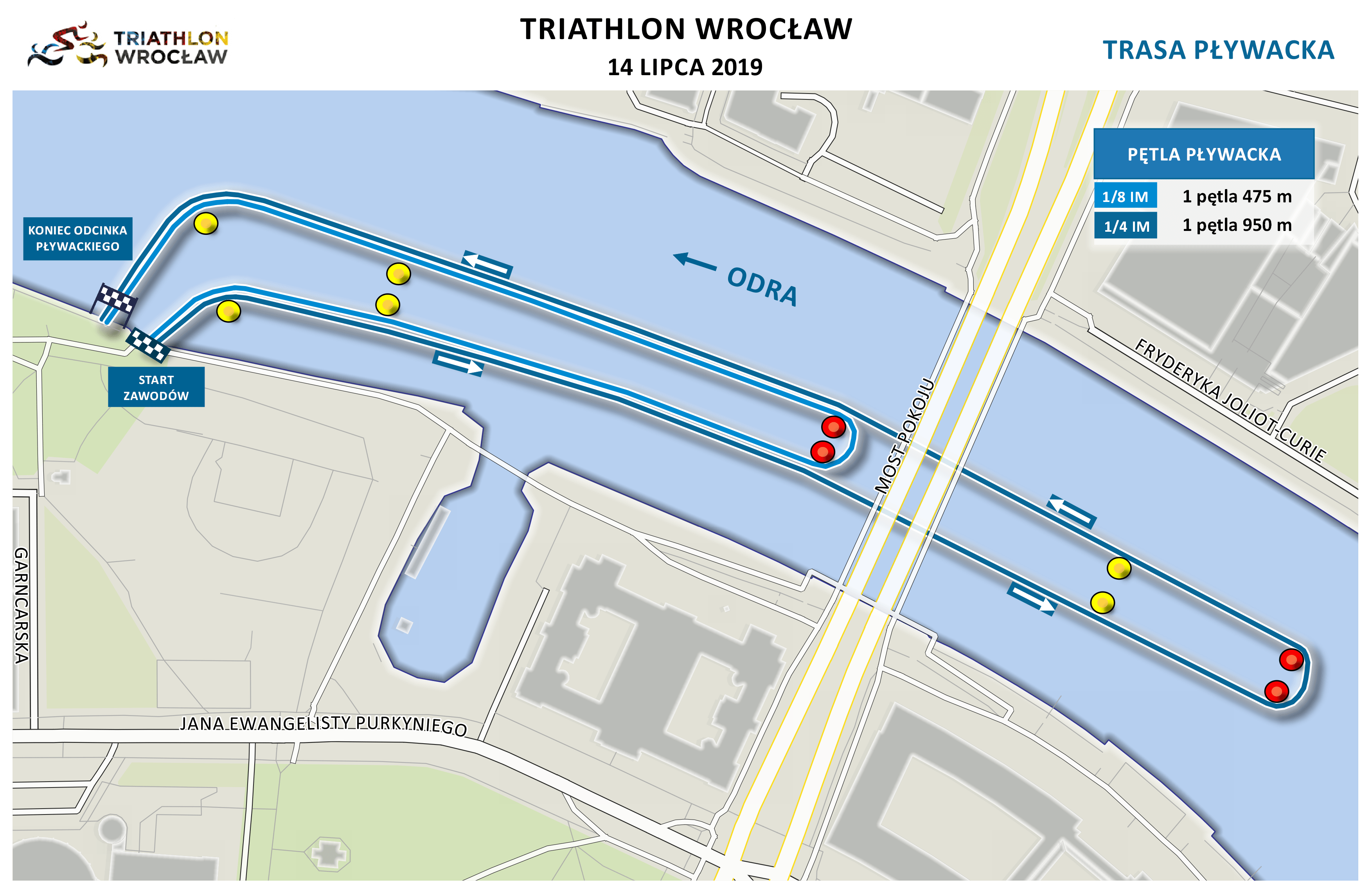 Mapa statyczna Triathlon Wrocław 2019 - pływanie