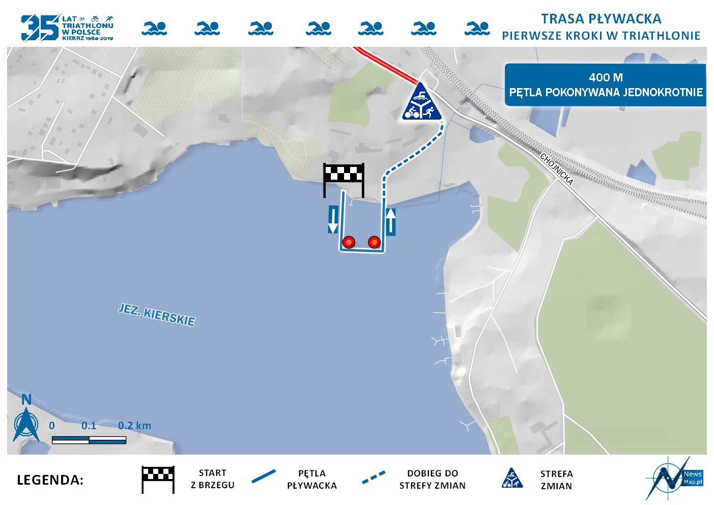 Mapa statyczna - pływanie dystans pierwsze kroki