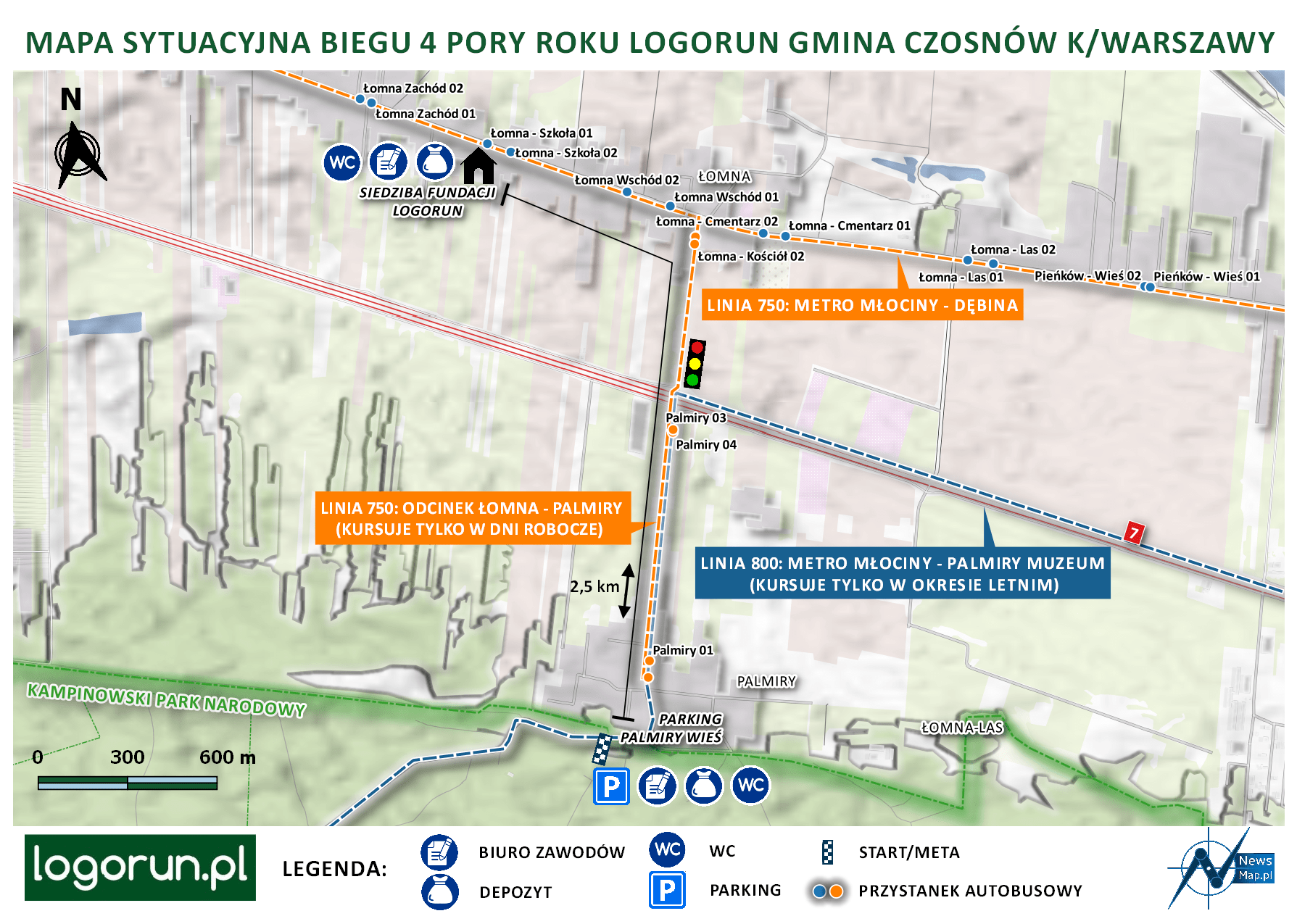 Mapa sytuacyjna LogoRun Palmiry (on-line)