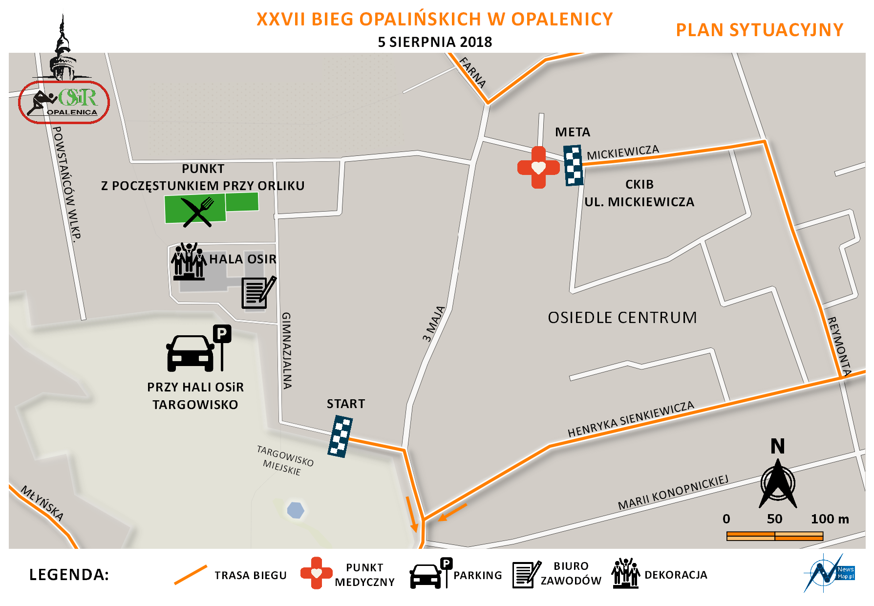 Plan sytuacyjny Bieg Opalińskich 2018 (on-line)