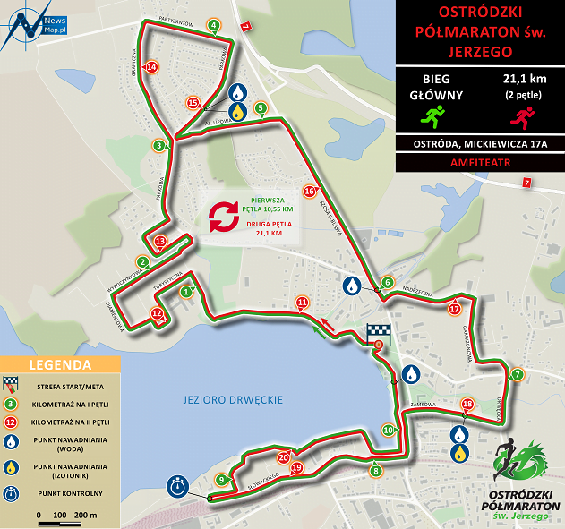 Półmaraton Ostródzki - mapa