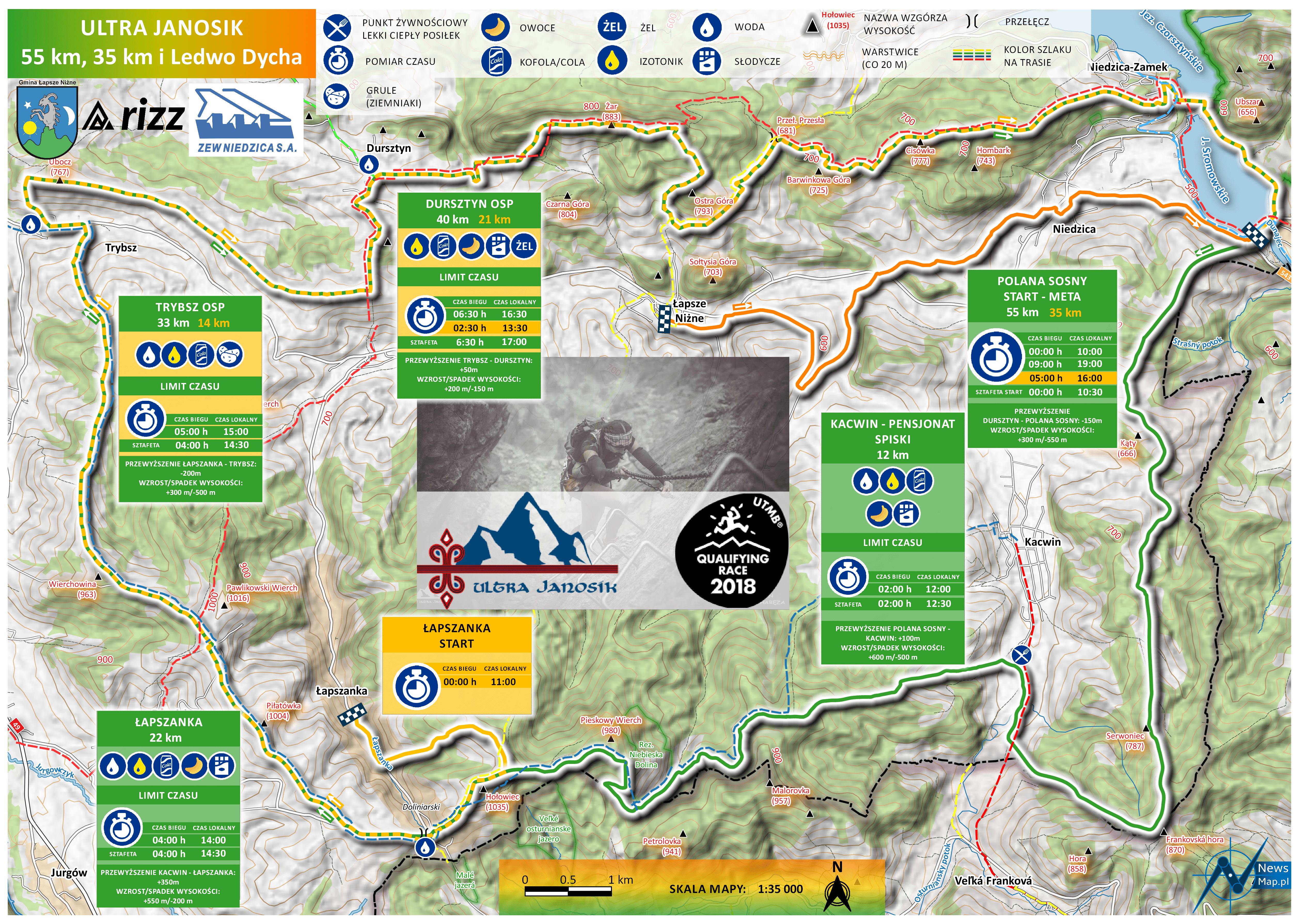 Ultra Janosik 55, 35 km i Ledwo Dycha (mapa statyczna on-line)