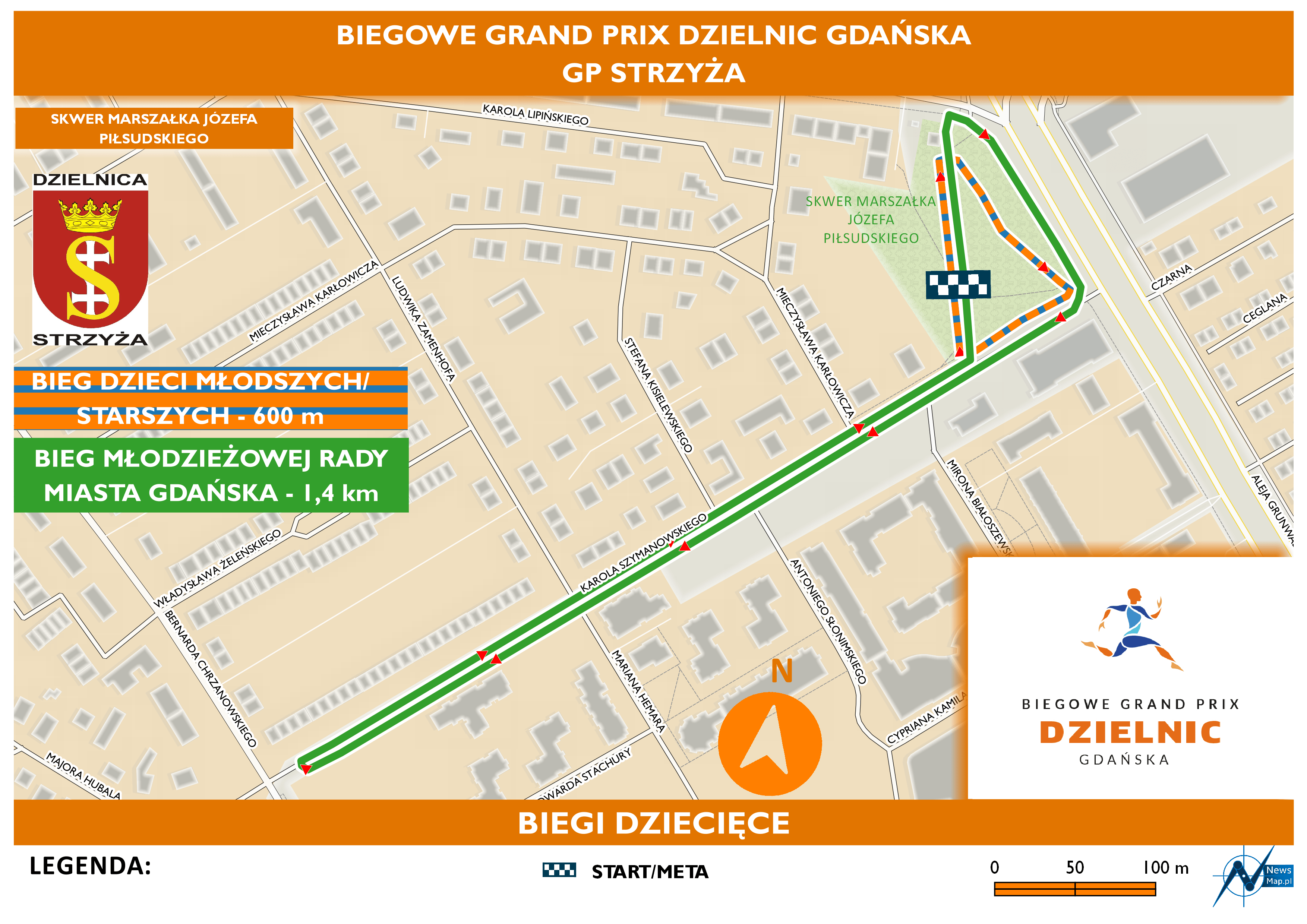Mapa statyczna GP Strzyża - biegi dziecięce