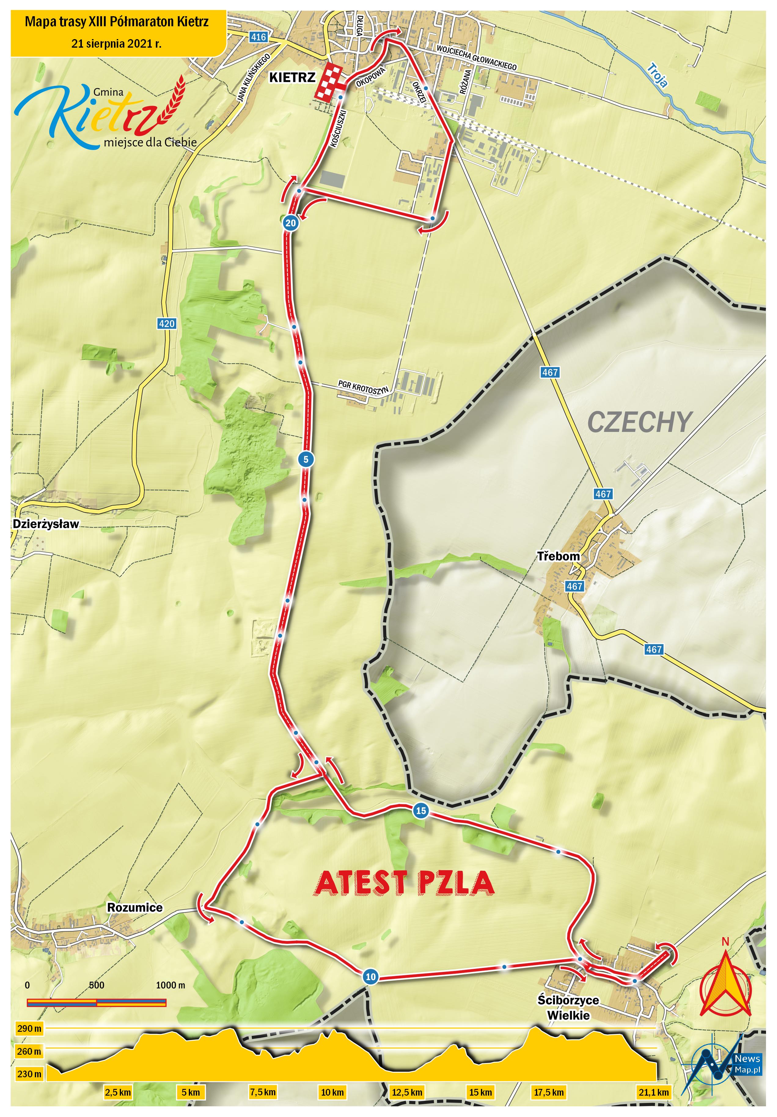 Mapa statyczna XIII Półmaratonu Kietrz (on-line)