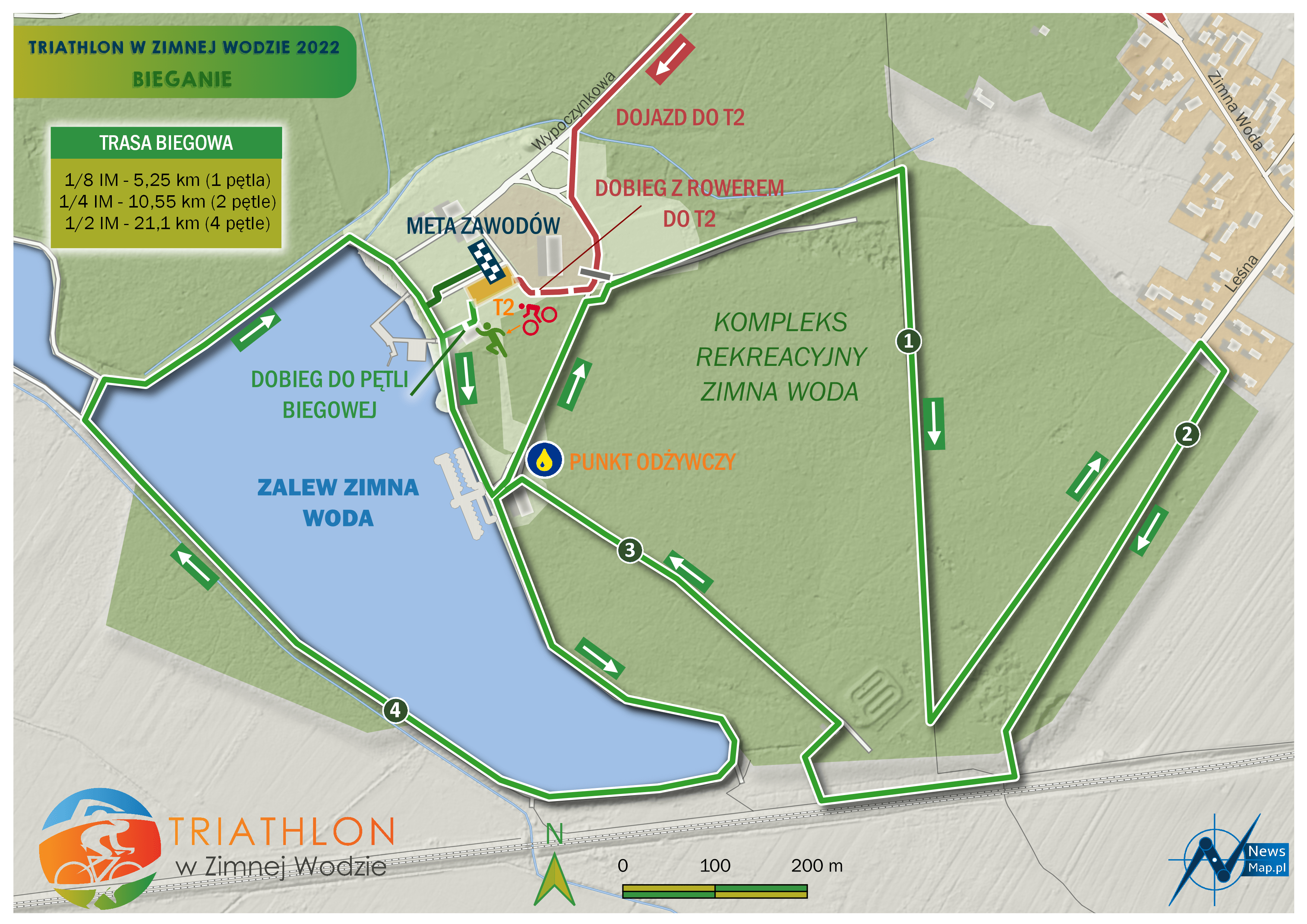 Mapa statyczna Triathlon w Zimnej Wodzie 2022 - bieganie (on-line)