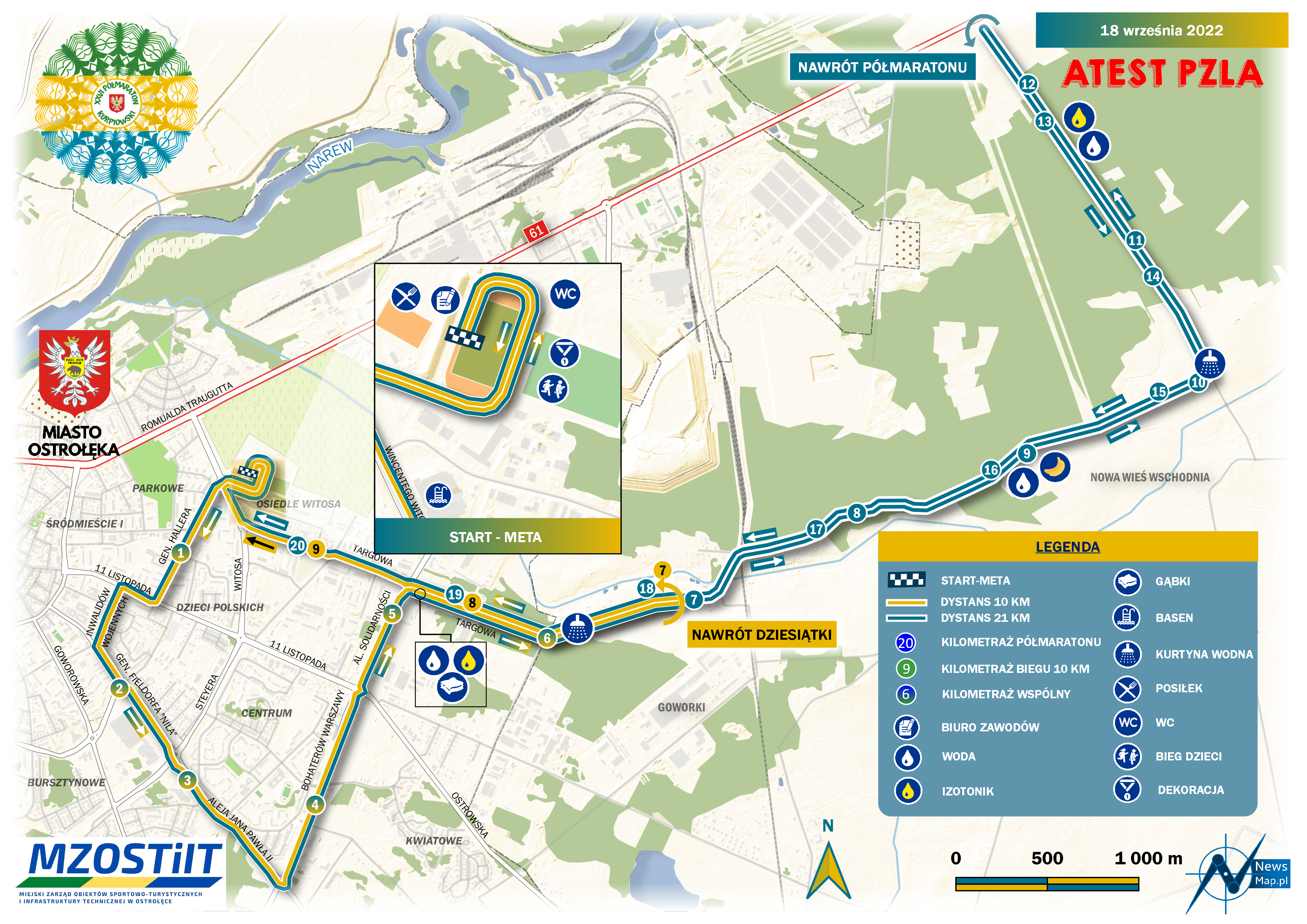 Mapa statyczna Półmaraton Kurpiowski 2022
