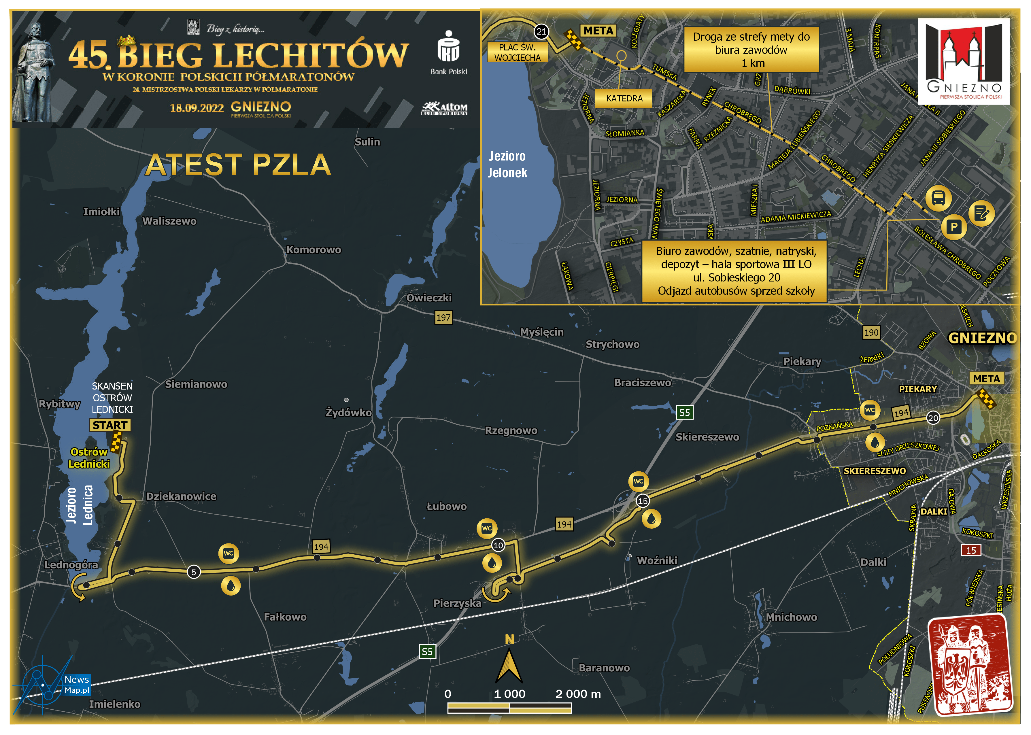 Mapa statyczna Bieg Lechitów 2022 - zmiana trasy (on-line)v2