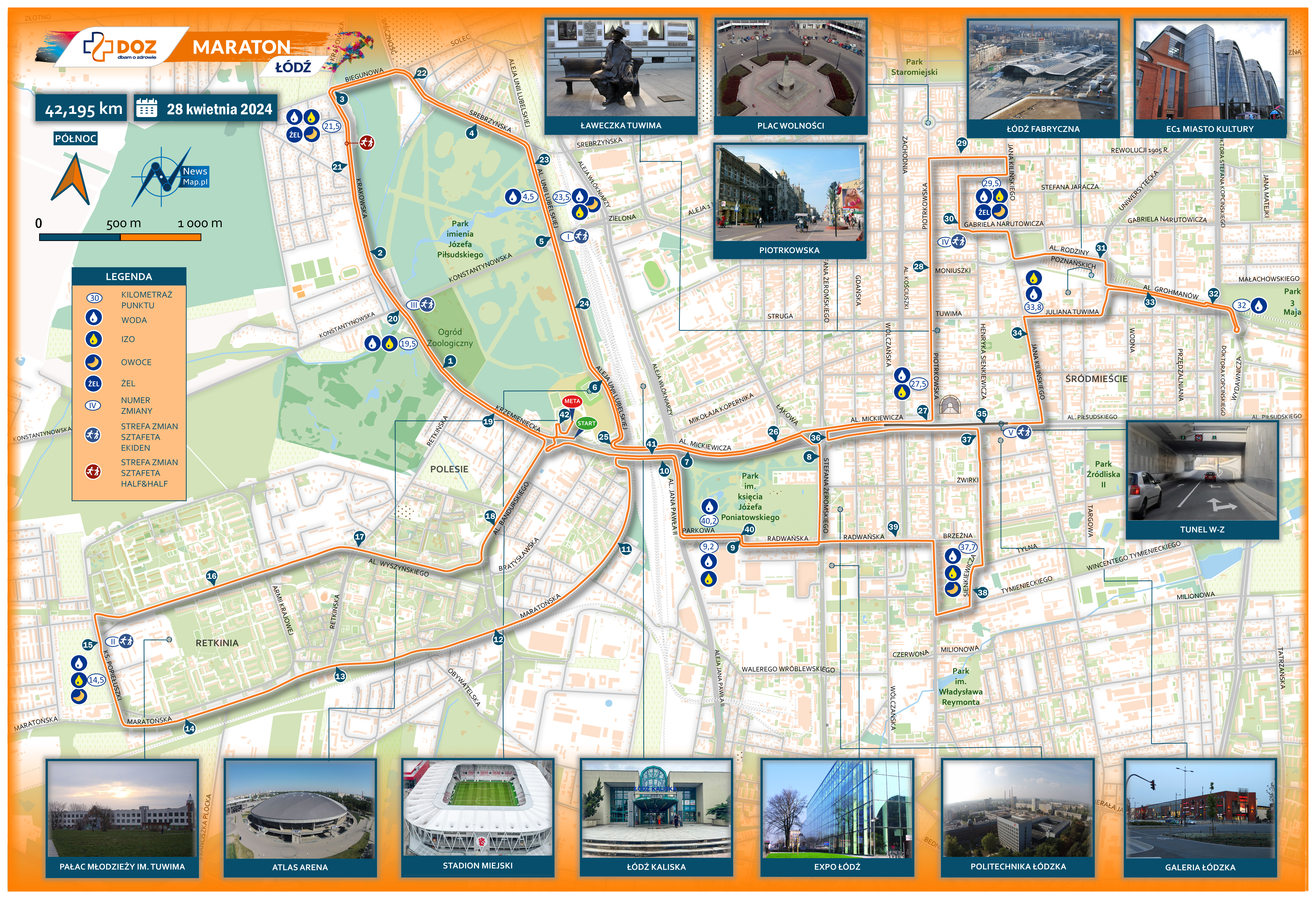 Mapa statyczna Łódź Maraton 2024 (on-line) - maraton v3