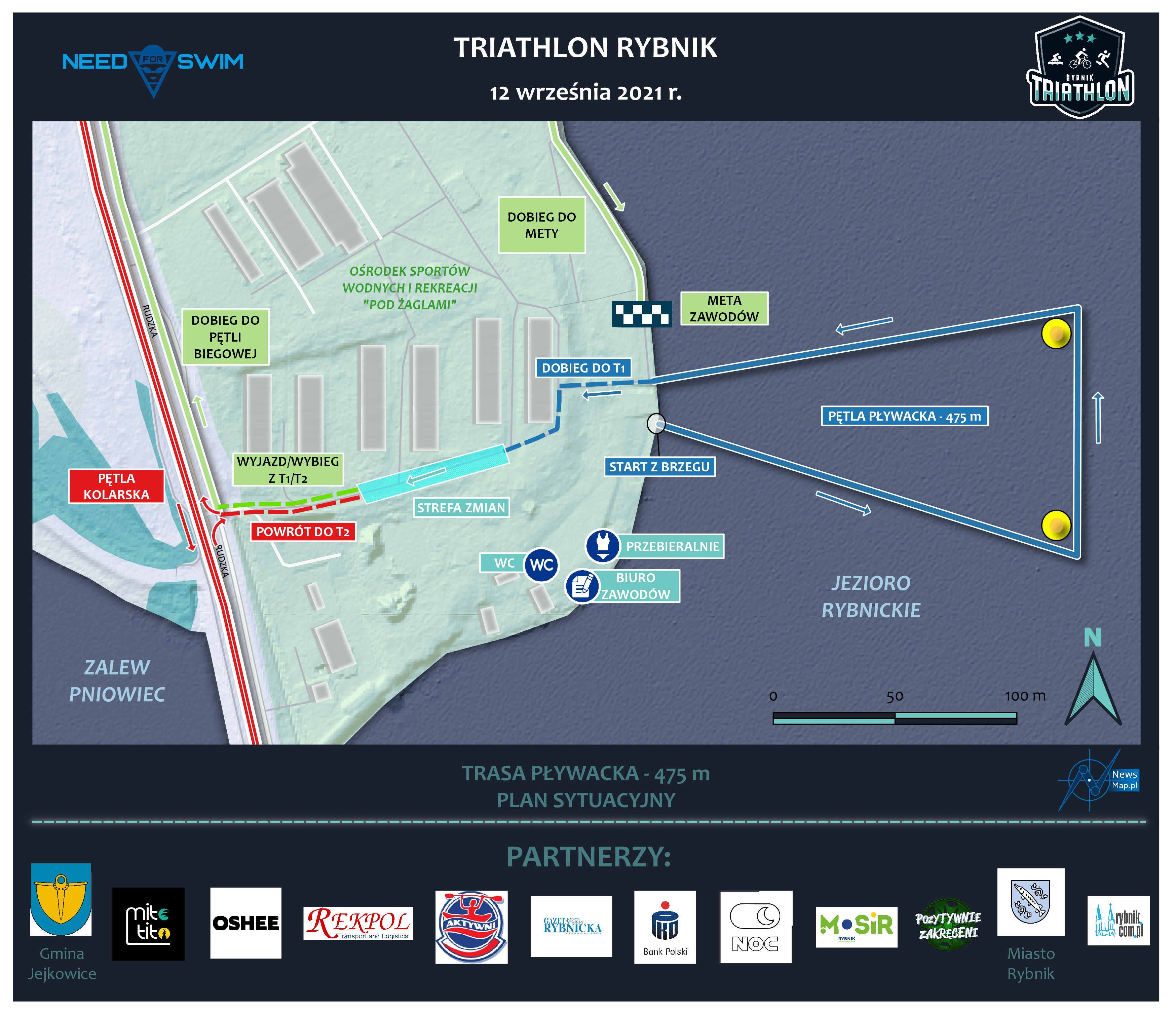 Mapa-statyczna-Triathlon-Rybnik-2021-pływanie-on-line