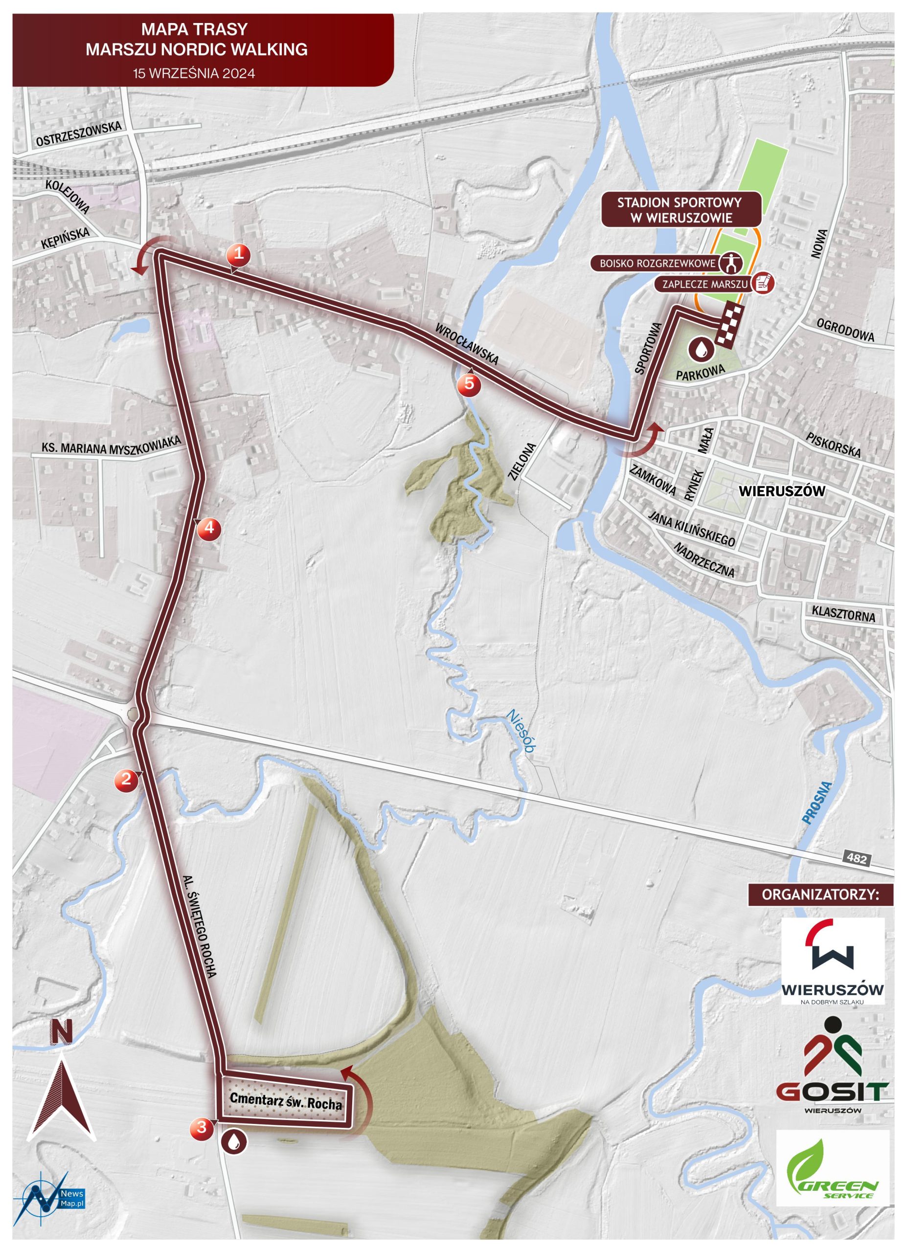 Mapa statyczna trasy Nordic Walking Wieruszów 2024